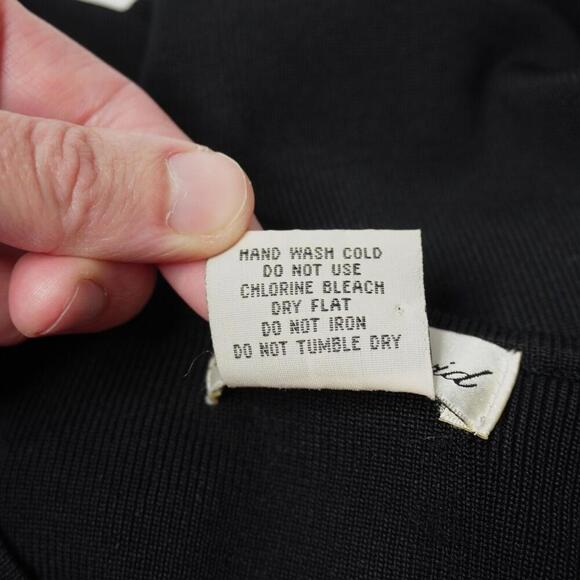 VTG Black Crocheted Bell Sleeve Button Top Cardigan 90s Witchy Whimsigoth Sz L - Picture 6 of 9